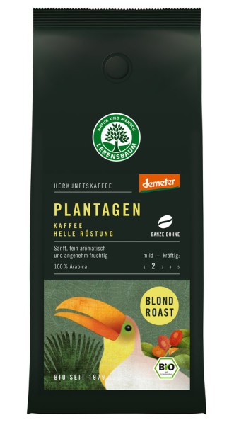 Plantagen Kaffee Helle Röstung - ganze Bohne, 250g