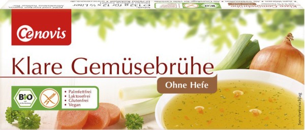 Klare Gemüsebrühe glutenfrei hefefrei - Brühwürfel, 12Stück