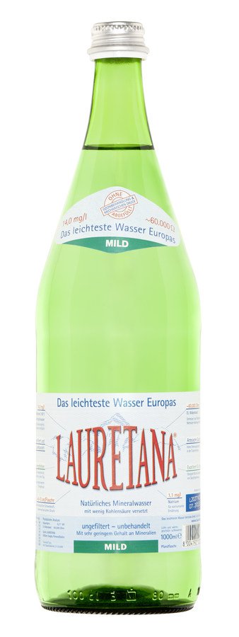 Mineralwasser Lauretana natural, Ohne Kohlensäure, Glas, 6 x 1 Liter