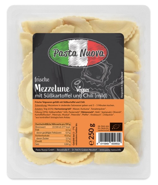 Mezzelune mit Süßkartoffeln und Chili mild, 250g