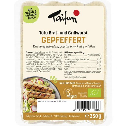 Tofu Brat- und Grillwurst gepfeffert 4St, 250g