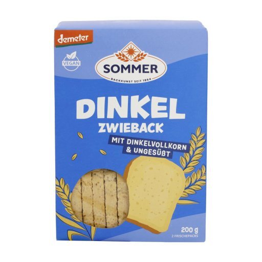 Dinkel-Zwieback ungesüßt vegan DEMETER, 200g
