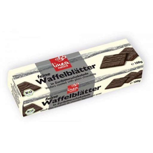Waffelblätter in Zartbitterschokolade vegan, 100g