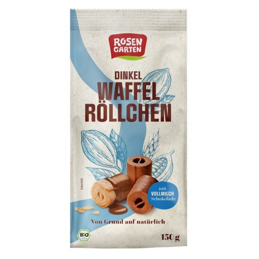 Dinkel Waffelröllchen Vollmilch, 150g