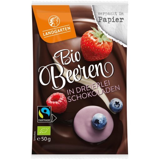 Beeren in dreierlei Schokoladen FairTrade, 50g