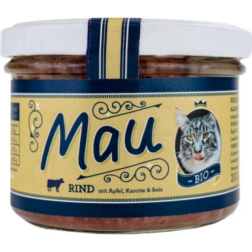 Mau Premium Katzenfutter im Glas - Rind, 200g