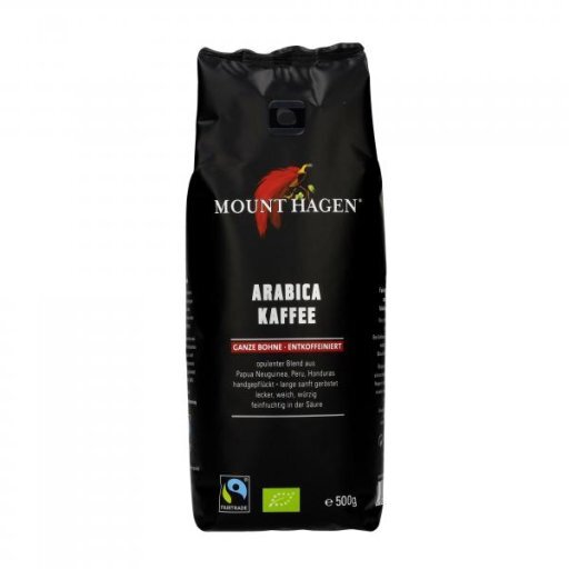 Röstkaffee ganze Bohne entkoffeiniert FairTrade, 500g