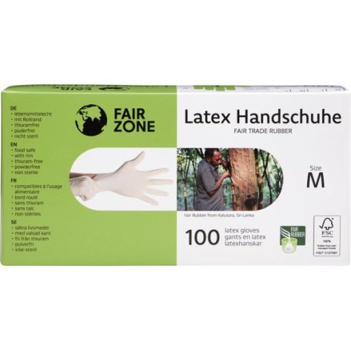 Einweg-Handschuhe FairZone Naturlatex - Größe M, 100Stück