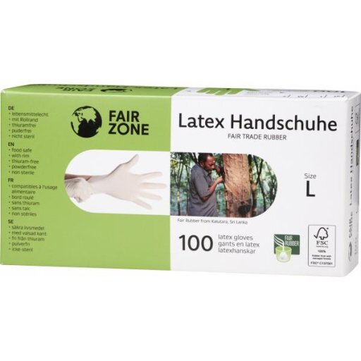 Einweg-Handschuhe FairZone Naturlatex - Größe L, 100Stück
