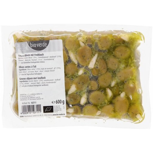 Oliven grün mit Knoblauchfüllung - Grossgebinde, 600g