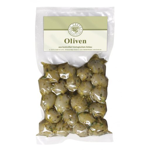 Oliven grün entsteint mariniert, 150g
