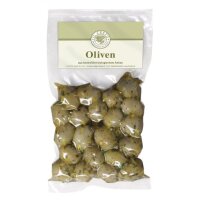 Oliven grün entsteint mariniert, 150g