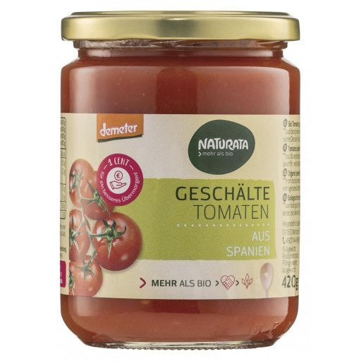 Tomaten geschält im eigenen Saft DEMETER, 420g