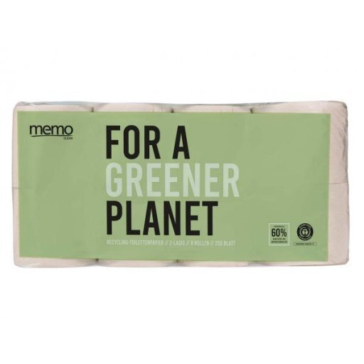 MEMO Toilettenpapier Recycling 2-lagig | 250 Blatt, 8Rollen