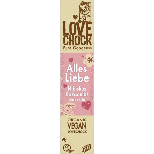 Riegel Alles Liebe Hibiskus Kakaonibs vegan, 40g