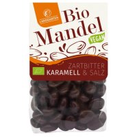 Mandeln in Zartbitterschokolade m Karamell u. Salz, 170g