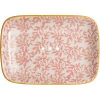 Seifenschale FLORAL weiß / rot aus Steingut,...