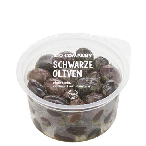 Schwarze Oliven mit Kräutern ohne Stein, 125g