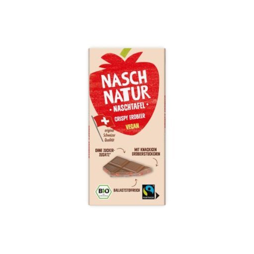 NaschTafel Dattelschokolade Crispy Erdbeer vegan, 80g