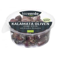 L! Oliven schwarz Kalamata entst. mit Kräutern, 150g