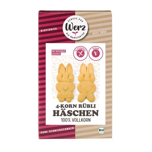 4-Korn Rübli Häschen Vollkornkekse glutenfrei, 125g